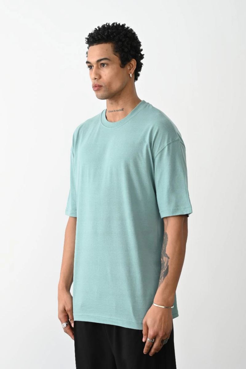 Erkek Tişört Düz Basic Penye Yazlık Bisiklet Yaka Kısa Kol T-Shirt - Mint Yeşili