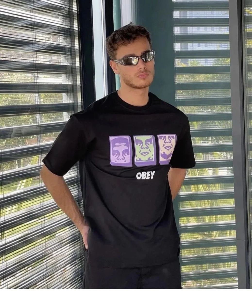 ERKEK Bisiklet Yaka Baskılı Oversize Kısa kol T-Shirt - Siyah