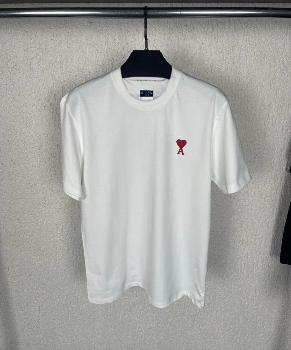 Erkek Kısa Kol Tişört Bisiklet Yaka KALP Baskılı Oversize T-Shirt - Beyaz