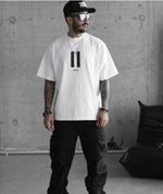 Erkek Kısa Kol Yazlık Tişört Bisiklet Yaka Baskılı Oversize T-Shirt - Beyaz