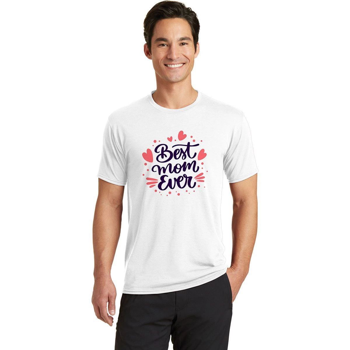 Erkek Kısa Kol Tişört Bisiklet Yaka Anneler Günü'ne Özel Baskılı T-Shirt - Beyaz