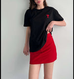 Kadın Tişört Bisiklet Yaka Baskılı Oversize Kısa Kol T-Shirt - Siyah