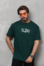 Erkek Kısa Kol Yazlık Tişört Bisiklet Yaka Baskılı Oversize T-Shirt - Yeşil