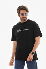Erkek Kısa Kol Yazlık Tişört Bisiklet Yaka Baskılı Oversize T-Shirt - Siyah