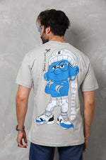 Erkek Kısa Kol Yazlık Tişört Bisiklet Yaka Baskılı Oversize T-Shirt - Gri