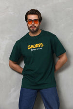 Erkek Kısa Kol Yazlık Tişört Bisiklet Yaka Baskılı Oversize T-Shirt - Yeşil