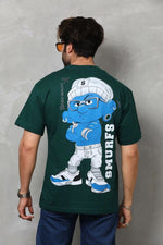 Erkek Kısa Kol Yazlık Tişört Bisiklet Yaka Baskılı Oversize T-Shirt - Yeşil