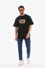 Erkek Baskılı T-Shirt Kısa Kol Bisiklet Yaka Regular Fit Rahat Kalıp Tişört -  Siyah