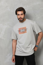 Erkek Baskılı T-Shirt Kısa Kol Bisiklet Yaka Regular Fit Rahat Kalıp Tişört -  Gri