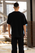 Erkek Kısa Kol Tişört Bisiklet Yaka LOS ANGELES  Baskılı T-Shirt - Siyah