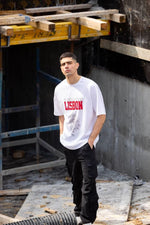 Erkek Kısa Kol Yazlık Tişört Bisiklet Yaka Baskılı Oversize T-Shirt - Beyaz