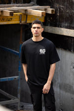 Erkek Kısa Kol Yazlık Tişört Bisiklet Yaka Baskılı Oversize T-Shirt - Siyah