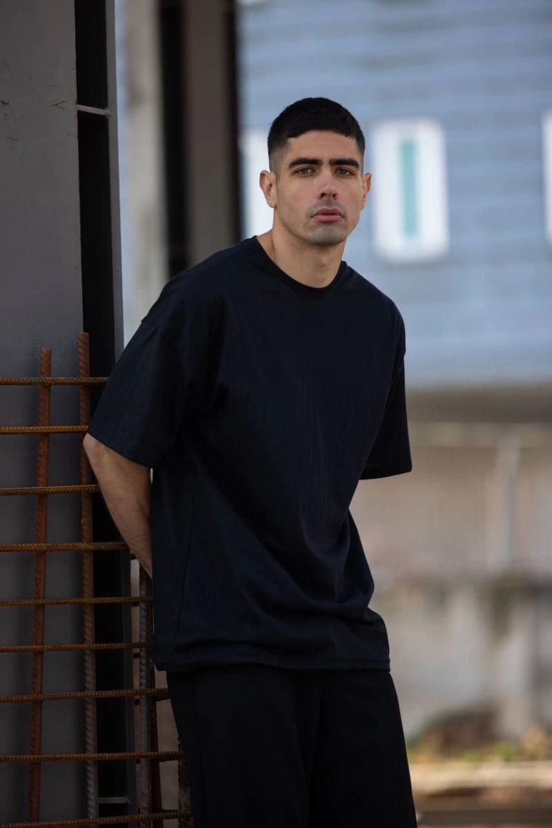 Erkek Düz T-Shirt Kısa Kol Bisiklet Yaka Regular Fit Rahat Kalıp Günlük Tişört - Siyah