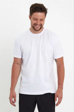 Erkek Düz T-Shirt Kısa Kol Bisiklet Yaka Regular Fit Rahat Kalıp Günlük Tişört - Beyaz