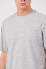 Erkek Düz T-Shirt Kısa Kol Bisiklet Yaka Regular Fit Rahat Kalıp Günlük Tişört - Gri