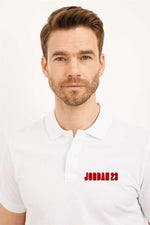 Erkek Pike Polo Yaka Tişört Düğmeli Baskılı T-Shirt - Beyaz