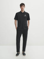 Erkek Pike Polo Yaka Tişört Düğmeli Baskılı T-Shirt - Beyaz