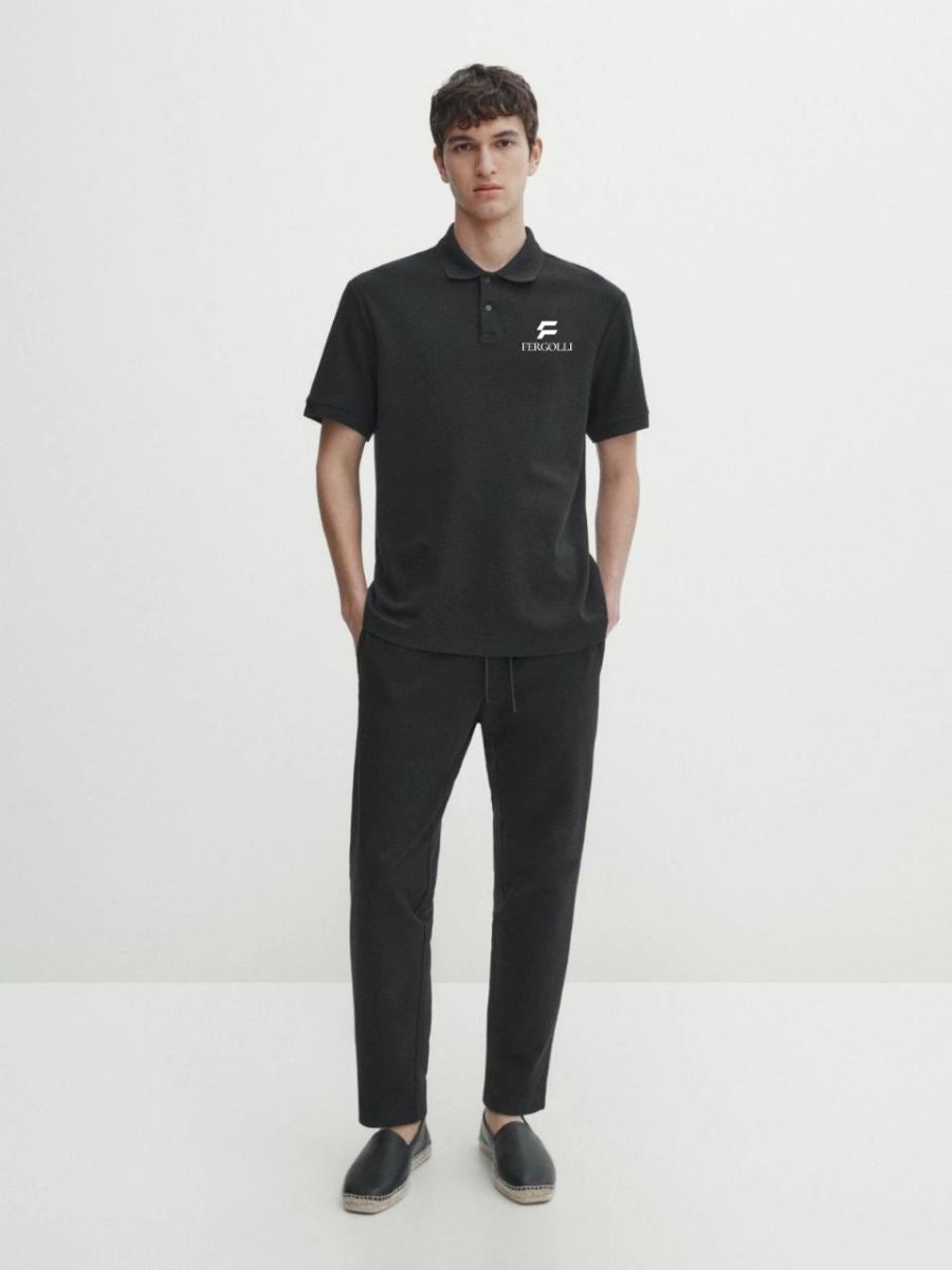 Erkek Pike Polo Yaka Tişört Düğmeli Baskılı T-Shirt - Beyaz