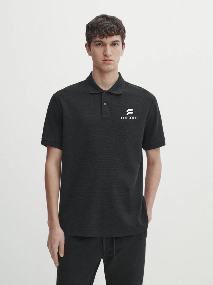 Erkek Pike Polo Yaka Tişört Düğmeli Baskılı T-Shirt - Beyaz