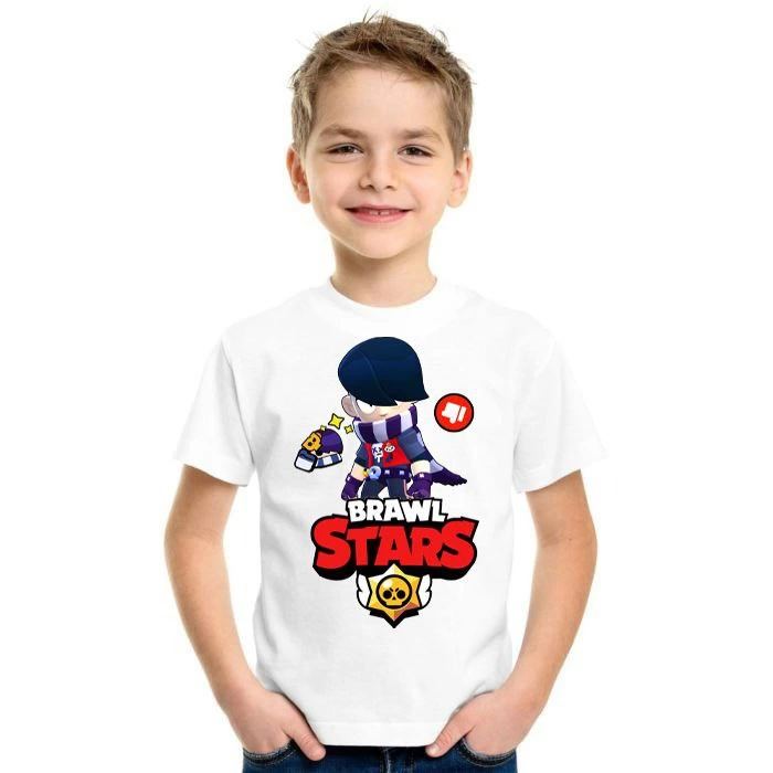 Unisex Bisiklet Yaka Kısa Kol Baskılı Çocuk T-Shirt - Beyaz