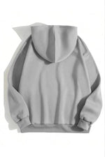 Kadın Kapüşonlu Kanguru Cepli 3 İplik Pamuklu Düz Hoodie Sweatshirt - Gri