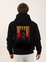 Erkek 3 İplik Pamuklu Kapüşonlu Baskılı Cepli Oversize Sweatshirt Hoodie - Siyah