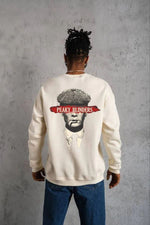 ERKEK 3 İplik Pamuklu Bisiklet Yaka Baskılı Oversize Sweatshirt - Beyaz