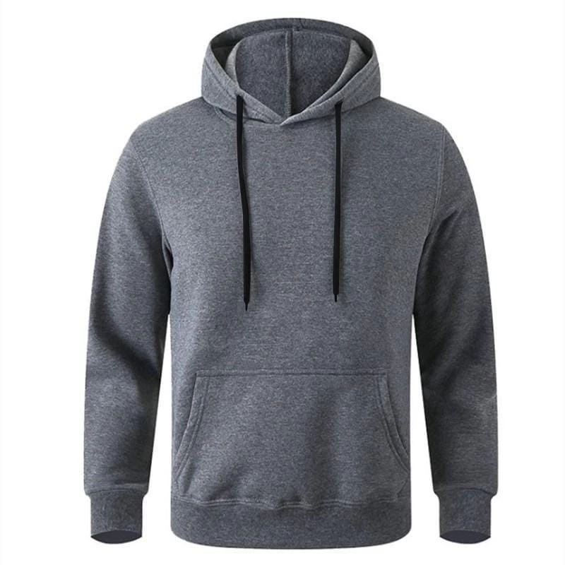 Erkek 3 İplik Pamuklu Kapüşonlu Cepli Oversize Hoodie Sweatshirt - Füme