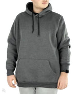 Erkek 3 İplik Pamuklu Kapüşonlu Cepli Oversize Hoodie Sweatshirt - Füme