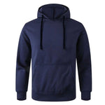 Erkek 3 İplik Pamuklu Kapüşonlu Cepli Oversize Hoodie Sweatshirt - Lacivert