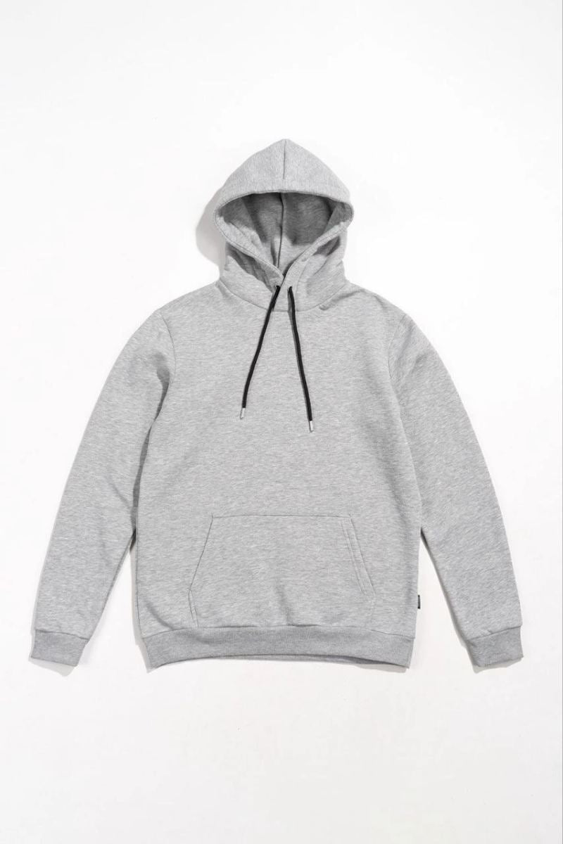 Kadın Kapüşonlu Kanguru Cepli 3 İplik Pamuklu Oversize Hoodie Sweatshirt -  Gri