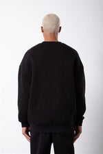 ERKEK Bisikilet Yaka 3 İplik Pamuklu SweatShirt - Siyah