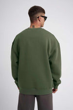 ERKEK Bisikilet Yaka 3 İplik Pamuklu SweatShirt - Haki