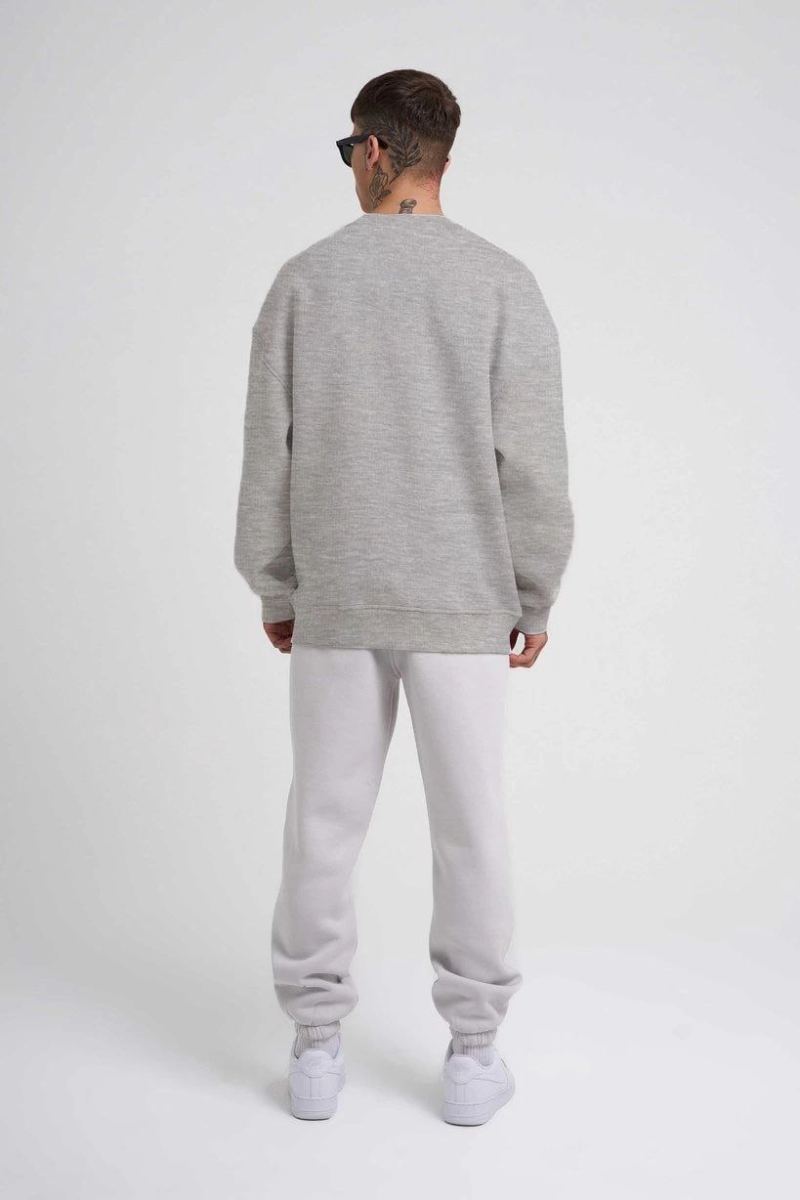 ERKEK Bisikilet Yaka 3 İplik Pamuklu SweatShirt - Gri