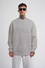 ERKEK Bisikilet Yaka 3 İplik Pamuklu SweatShirt - Gri