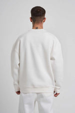 ERKEK Bisikilet Yaka 3 plik Pamuklu SweatShirt - Beyaz