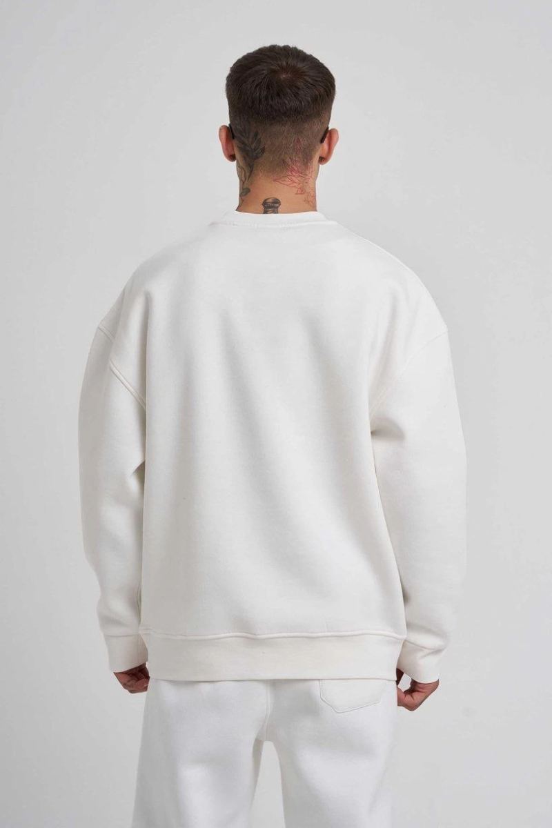 ERKEK Bisikilet Yaka 3 plik Pamuklu SweatShirt - Beyaz