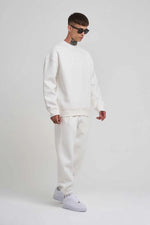ERKEK Bisikilet Yaka 3 plik Pamuklu SweatShirt - Beyaz