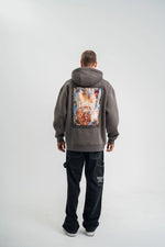 Erkek 3 İplik Kapüşonlu Hoodie Dijital Patchli SweatShirt - Füme
