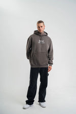 Erkek 3 İplik Kapüşonlu Hoodie Dijital Patchli SweatShirt - Füme