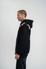 Erkek 3 İplik Pamuklu Kapüşonlu Baskılı Cepli Oversize Sweatshirt Hoodie - Siyah