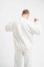 ERKEK 3 İplik Pamuklu Bisiklet Yaka Yıkamalı SweatShirt - Beyaz