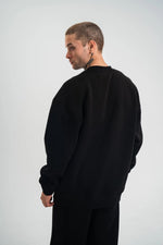 Erkek Uzun Kol Bisiklet Yaka 3 iplik Pamuklu Kışlık SweatShirt - Siyah