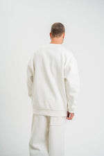 Erkek Uzun Kol Bisiklet Yaka 3 iplik Pamuklu Kışlık SweatShirt  - Beyaz