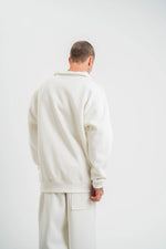 Erkek Uzun Kol Bisiklet Yaka 3 iplik Pamuklu Kışlık SweatShirt  - Beyaz