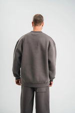 Erkek Uzun Kol Bisiklet Yaka 3 iplik Pamuklu Kışlık SweatShirt  - Füme