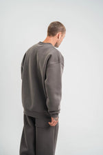 Erkek Uzun Kol Bisiklet Yaka 3 iplik Pamuklu Kışlık SweatShirt  - Füme