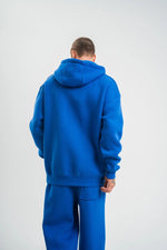 ERKEK 3 İplik Oversize Kapşonlu Basic SweatShirt Hoodie - Mavi
