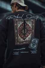 Erkek 3 iplik Pamuklu Bisiklet Yaka Baskılı SweatShirt - Siyah