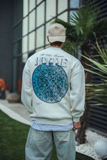 Erkek 3 İplik Pamuklu Bisiklet Yaka Baskılı SweatShirt - Beyaz